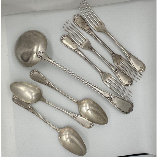 19th Century French l'Alfénide Christofle/Charles Halphen Silver-Plate Flatware With Ladle For Sale - Image 18 of 18