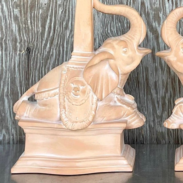 Vintage Regency Terra Cotta Elephant Obelisks - a Pair For Sale - Image 11 of 12