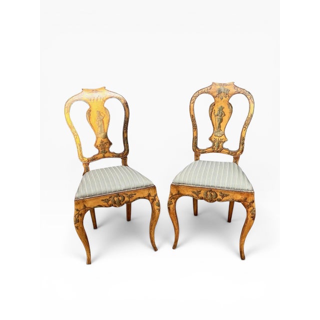 Italian Late 1800s Italian Side Chairs- a Pair For Sale - Image 3 of 12
