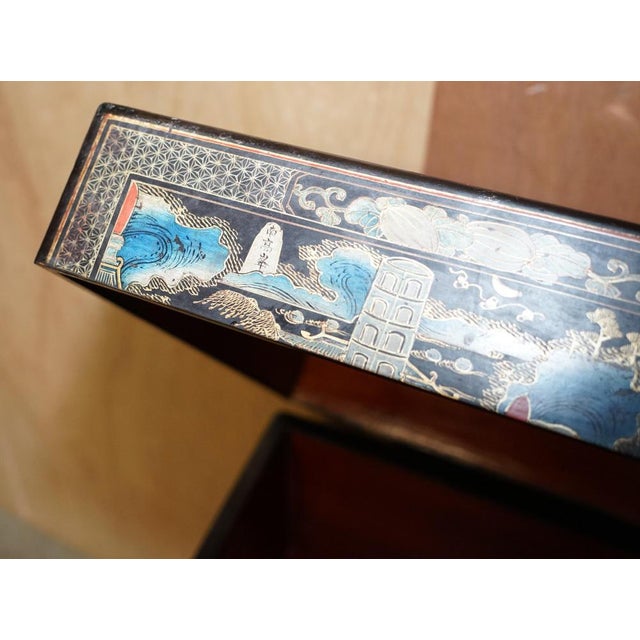 Large Vintage Chinese Hand-Painted Chests on Stands, Set of 2 For Sale - Image 14 of 18