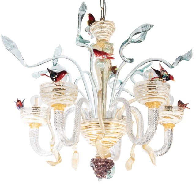 Early 21st Century Five-Light Blown Glass Chandelier by Bottega Veneziana For Sale - Image 5 of 5