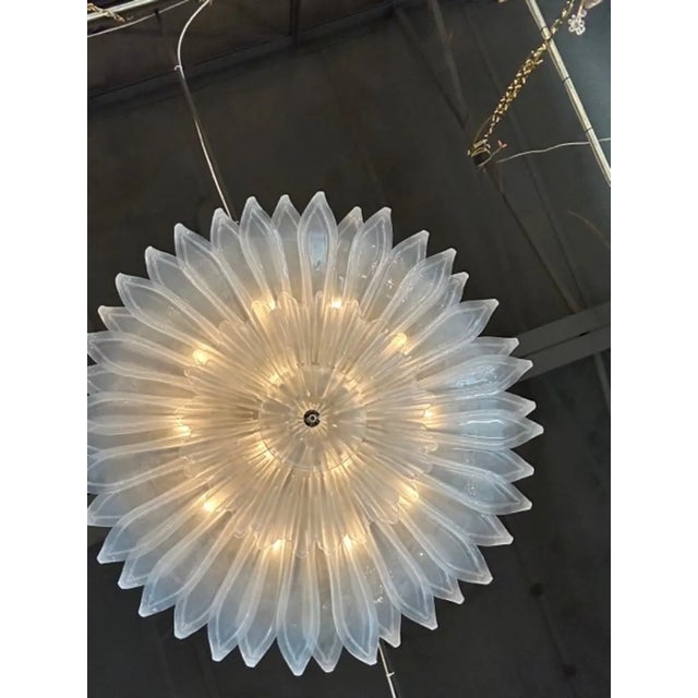 Early 21st Century Modern Polished Frosted Murano Glass Flush Mount Chandelier For Sale - Image 5 of 6