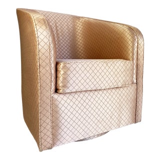 1980s Hollywood Regency Pink Harlequin Swivel Lounge Chair For Sale