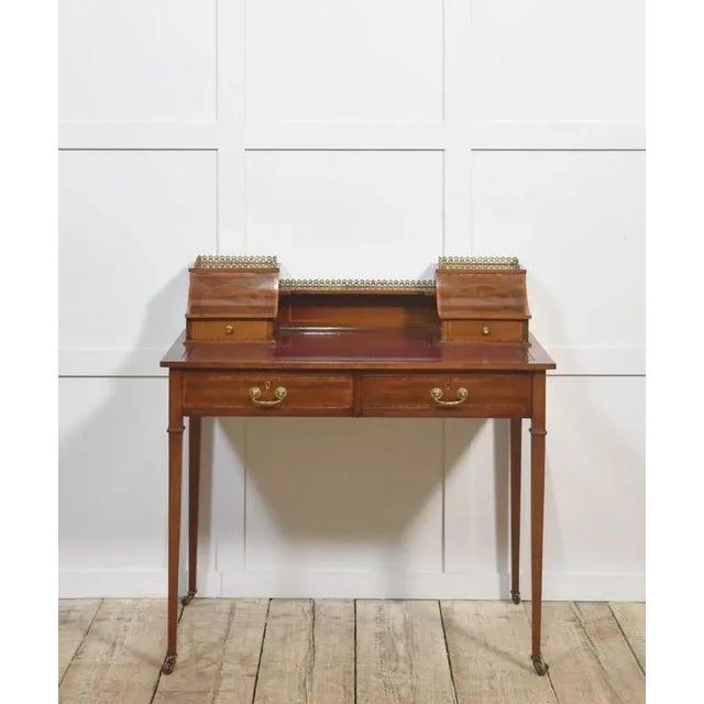 Mahogany Writing Desk with Satinwood Inlay, 1890s For Sale - Image 13 of 13