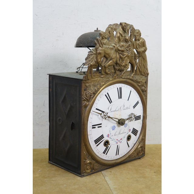 Antique French Morbier Comtoise Movement Clock Face Weights & Pendulum For Sale - Image 6 of 18