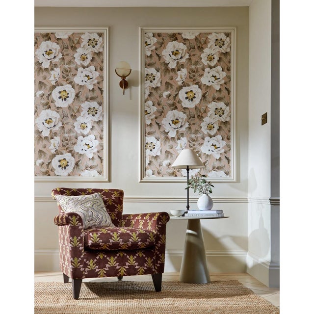 Contemporary Harlequin Wood Frog Fabric in Chocolate/Pistachio For Sale - Image 3 of 4