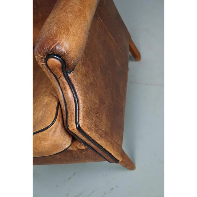 Animal Skin Vintage Dutch Club Chair in Cognac Colored Leather For Sale - Image 7 of 17