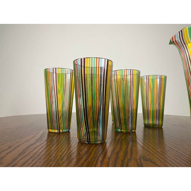 Vintage Glasses with Murano Glass Carafe by Gio Ponti for Venini, 1950s, Set of 7 For Sale - Image 6 of 9