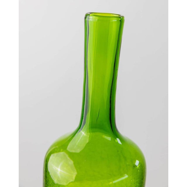 Vintage Green Crackle Murano Glass Decanter and Glasses, Italy, 1960s, Set of 4 For Sale - Image 10 of 11