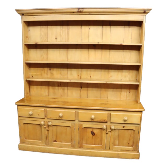 English Pine Step-Back Hutch For Sale