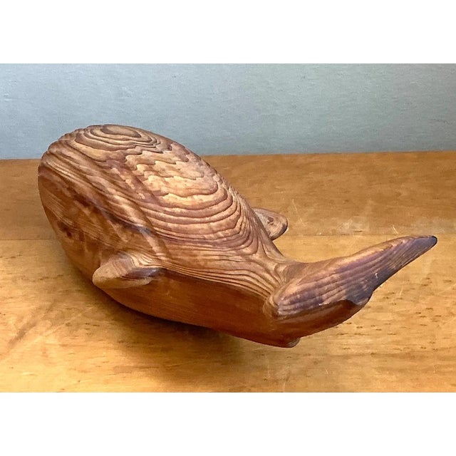 Vintage Carved Wood Whale Sculpture For Sale In West Palm - Image 6 of 15