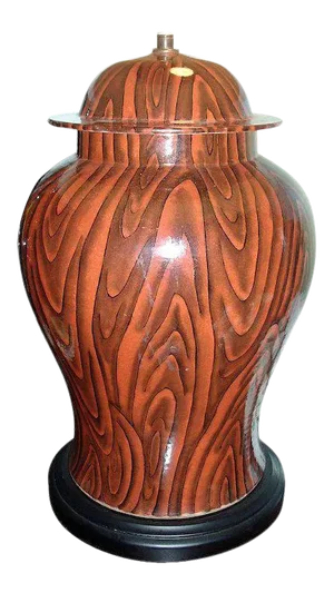 Large Chinese Export Porcelain Jar / Vase & Cover with Faux Bois Wood Glaze Technique Mounted as a Lamp Late Qing