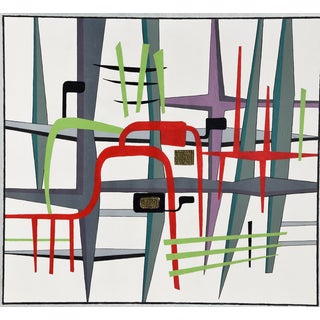 Ernest August Kalnins, Japanese Composition, 1970s, Oil Painting on Board, Framed For Sale