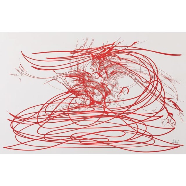 Raymond MORETTI (1931-2005) Rimbaud's Illuminations in Red Original color silkscreen print Signed in pencil Printed by...