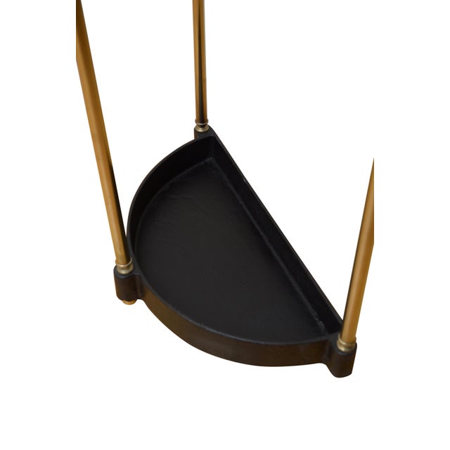 Metal English Demi Lune Umbrella Stand in Brass, 1900 For Sale - Image 7 of 11