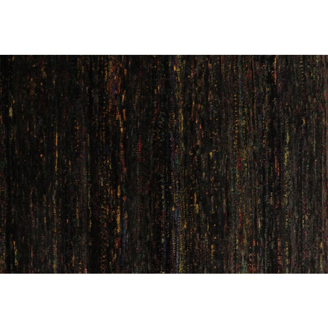 Contemporary Rug & Kilim’s Modern Textural Rug, Polychromatic Striae on Rich Black Tones For Sale - Image 3 of 8