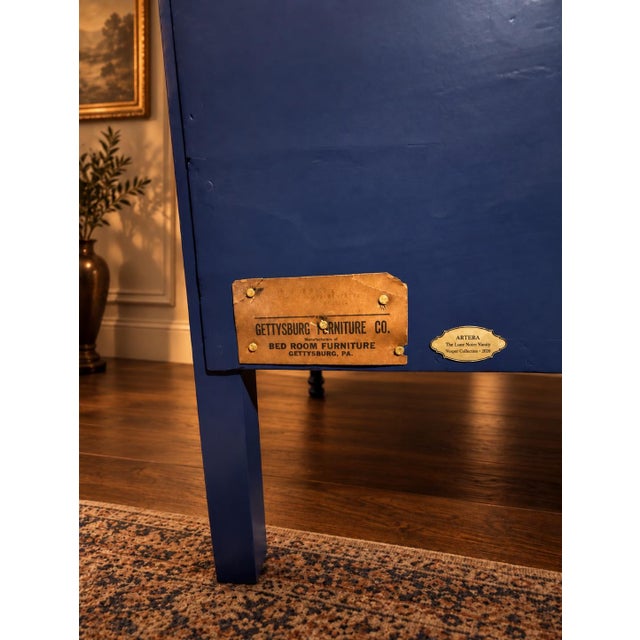 Vintage Gettysburg Furniture - Navy Blue Vanity With Mirror For Sale - Image 10 of 12