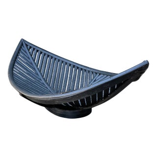 Vintage Rattan Leaf Bowl For Sale