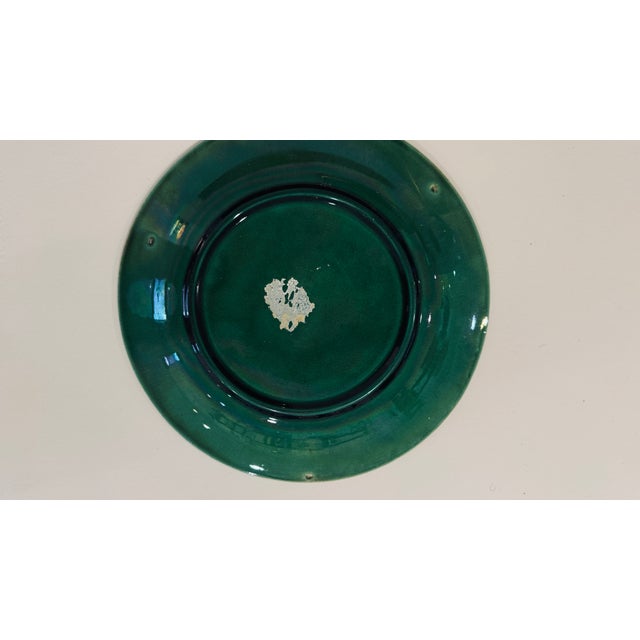 Late 19th Century Late 19th Century French Green Majolica Leaves Plate Montreau For Sale - Image 5 of 7
