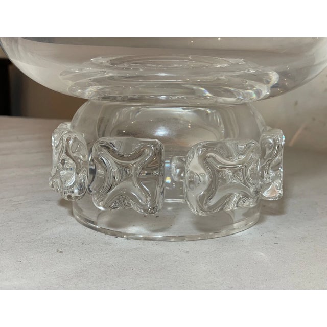 Glass Huge Vintage Footed Center Piece Steuben Punch Crystal Footed Glass Bowl Art For Sale - Image 7 of 13
