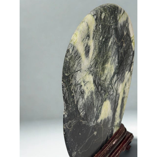 Wood 3 Foot Tall Antique Chinese Marble Scholar’s Stone Sculpture For Sale - Image 7 of 10
