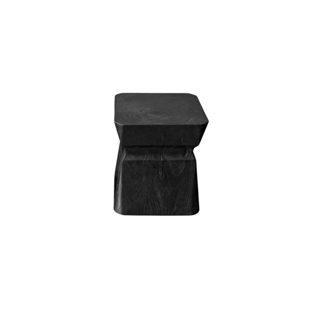 Contemporary Sculptural Teak Wood Side Table, Burnt Finish, Modern Organic For Sale - Image 3 of 6