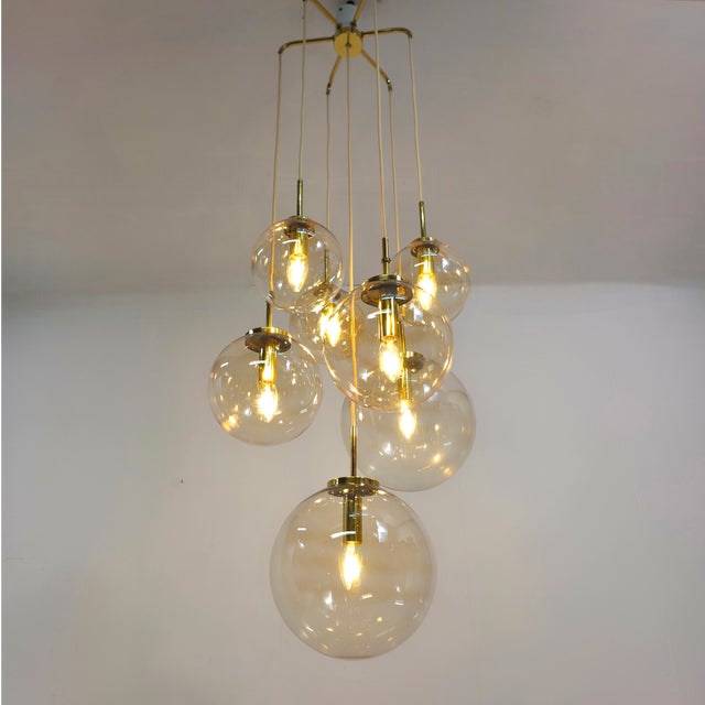 Glass Cascade Light from Glashütte Limburg, 1970s, in Good conditions. Designed 1970 to 1979 This piece is attributed to...