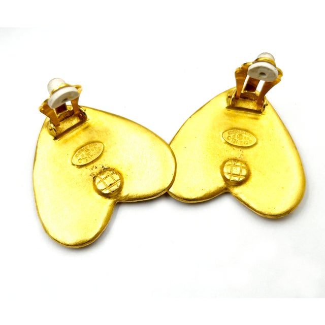 Contemporary Vintage Chanel Gold Plated CC Heart Clip on Earrings - 2 Pieces For Sale - Image 3 of 4