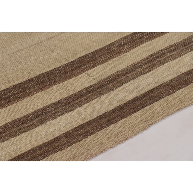 Textile Rug & Kilim's Contemporary Rez Kilim With Brown Striped Design For Sale - Image 7 of 8