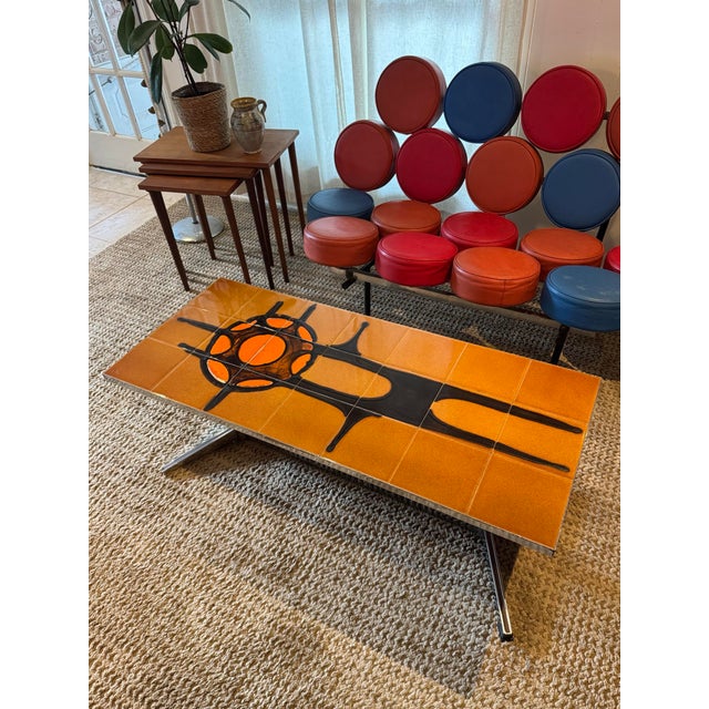1960s A Vintage Ceramic Tile Coffee Table Designed Attributed to Adri Belgique, Circa 1960s. For Sale - Image 5 of 12