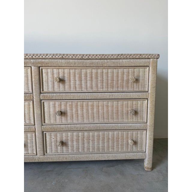 Vintage Henry Link Coastal Woven Wicker Six-Drawer Dresser For Sale - Image 4 of 13