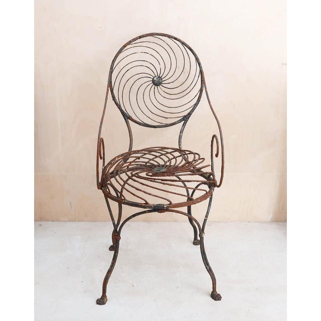 Antique Garden Chair in Wrought Iron, 1870 For Sale - Image 3 of 9