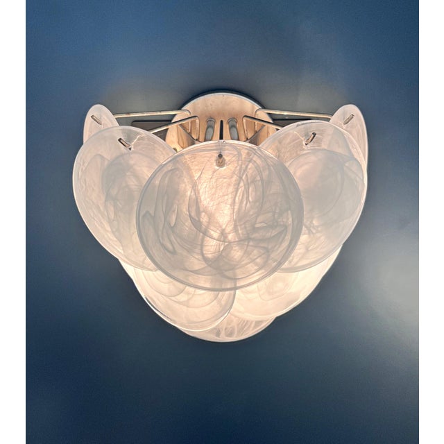 Glass Wall Sconces with 10 Alabaster White Disks, 1990s, Set of 2 For Sale - Image 13 of 16