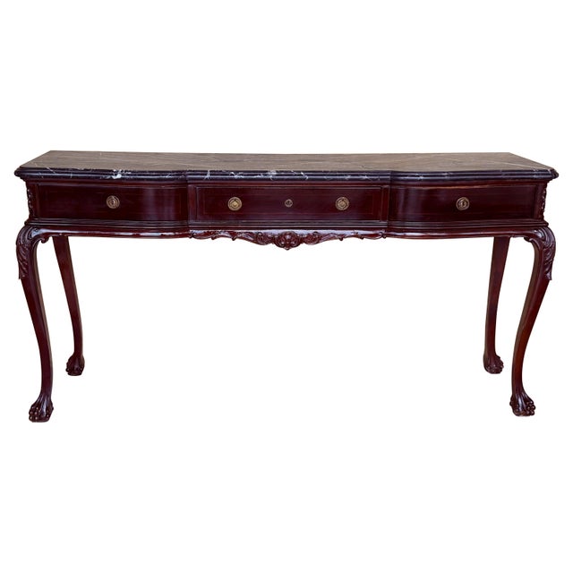 Early 20th Century Regency Console Table with Three drawers and Black Marble For Sale - Image 15 of 18