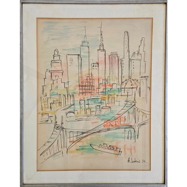 A. Lukac, New York, 1956, Watercolor For Sale - Image 10 of 10
