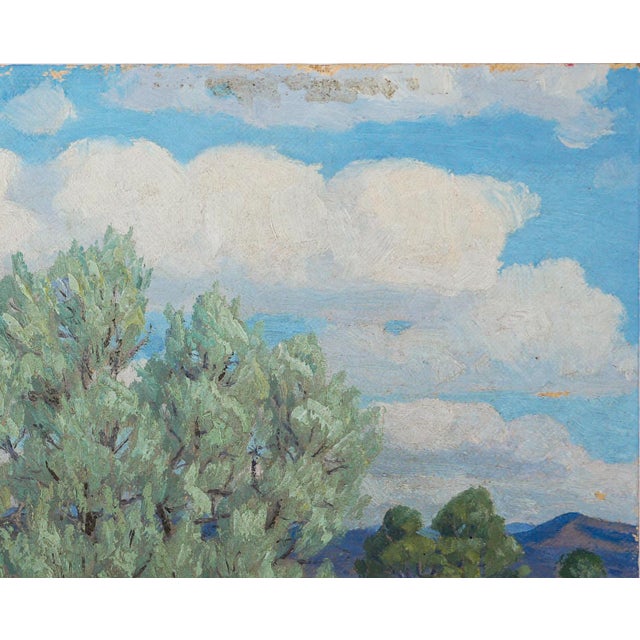 Textile Fred Darge Green, Yellow, and Blue Abstract Impressionist Western Desert Landscape, Mid-20th Century For Sale - Image 7 of 12