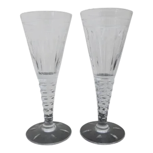 Stuart England Crystal Oleta 5 7/8" Small Claret Wine Glass Goblet Set of 2