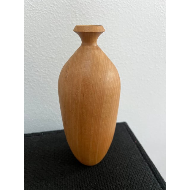 Studio Craft Turned Solid Beech Wood Vase / Sculptural Vessel For Sale In Los Angeles - Image 6 of 6