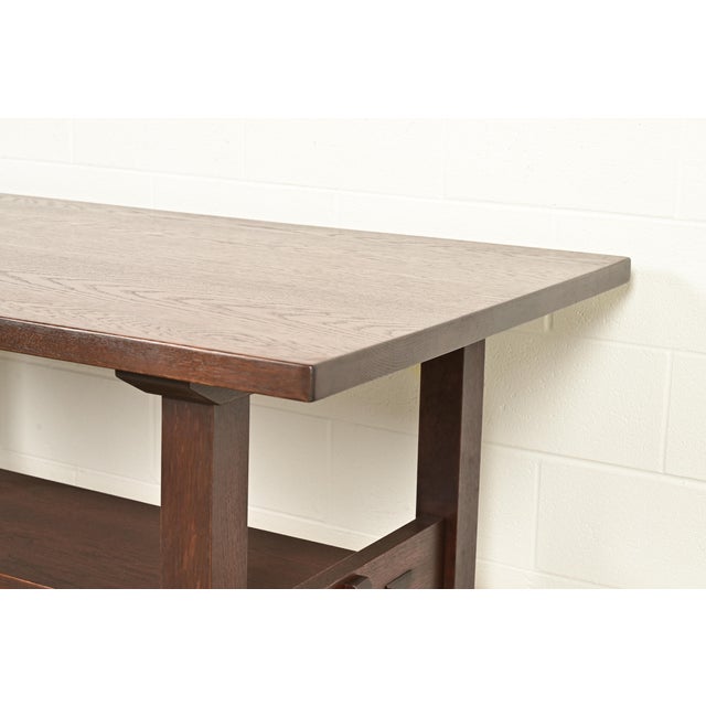 Gustav Stickley Antique Mission Oak Arts & Crafts Dining Table, Desk, or Library Table, Newly Refinished For Sale In South Bend - Image 6 of 12