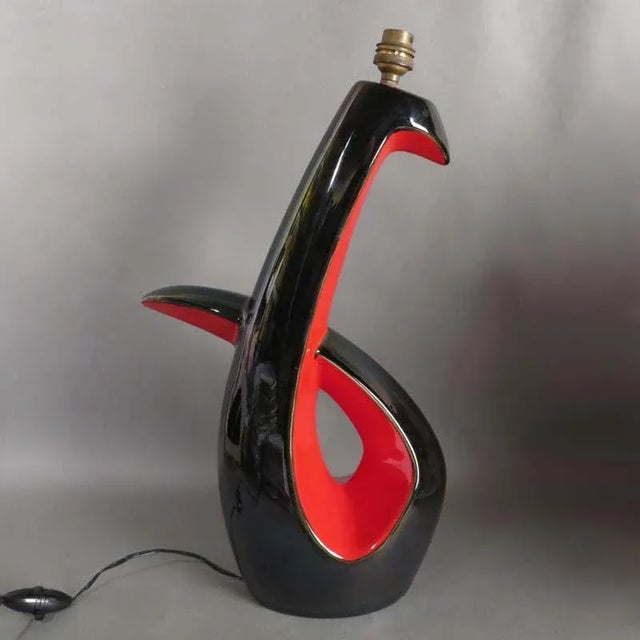 French Ceramic Table Lamp from Vallauris, 1950s For Sale - Image 3 of 8