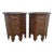 Octagon Moroccan Carved Wooden Side Tables- Pair WithGlass For Sale