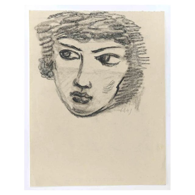 Mino Maccari, The Portrait, Pencil Drawing, 1945 For Sale