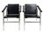 Pair of vintage LC1 black leather chairs designed by Le Corbusier circa 1928's and manufactured in 1960's. Engraved serial...