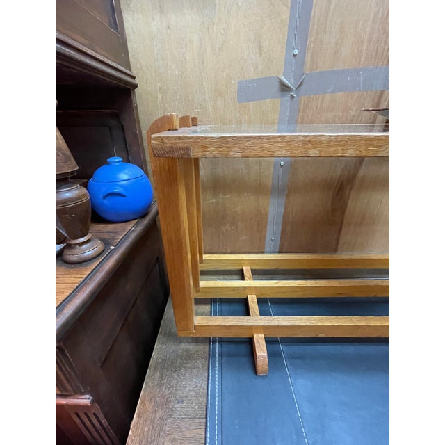 1950s Mid Century Golden Oak Cocktail Table With Glass Insert For Sale - Image 9 of 10
