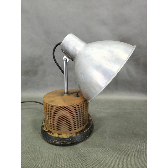 1940s Industrial Table Lamp in Aluminium and Metal, Former Czechoslovakia, 1940s For Sale - Image 5 of 15