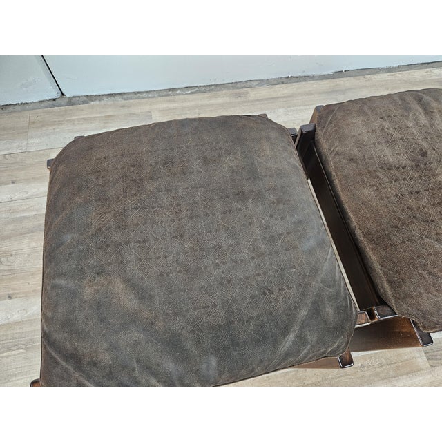 Set of Vintage Walnut Poufs with Padding, 1970 For Sale - Image 11 of 16