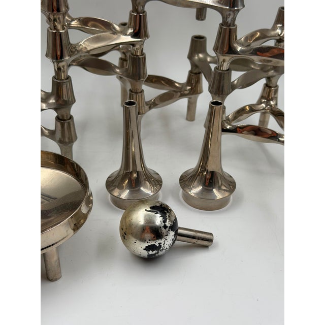Mid-Century Modern Nickel-Plated Modular Candleholder Set from Stoff & Nagel, 1950s, Set of 19 For Sale - Image 12 of 18