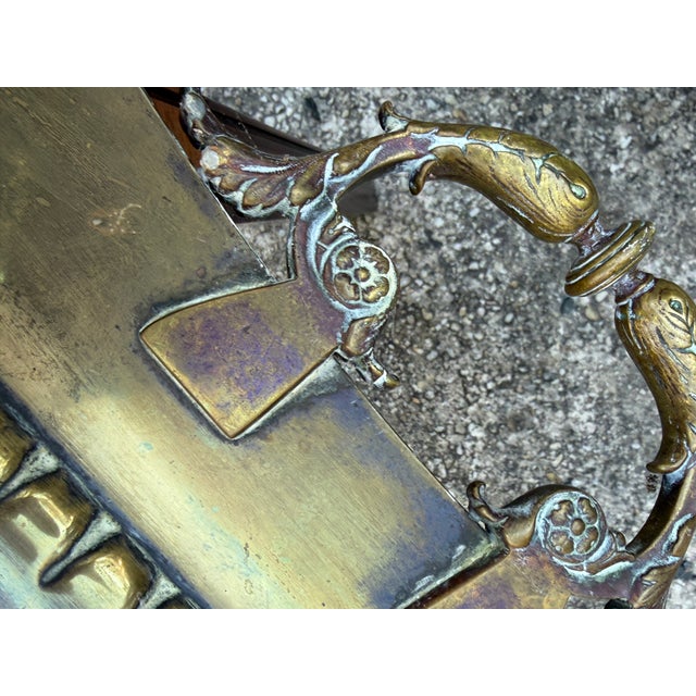 Victorian Victorian Brass Tray on Custom Base as Side Table For Sale - Image 3 of 6