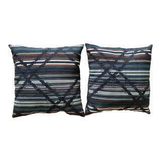 Pair of Designer-Style Woven Throw Pillows For Sale