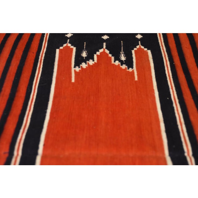 Indian Red, White, and Blue Mehrab Rug, 1970s For Sale - Image 12 of 16